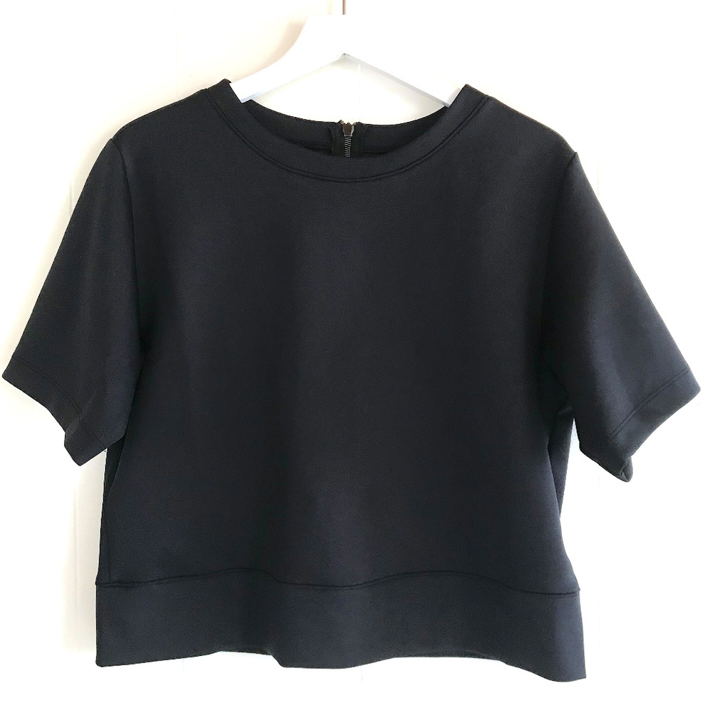 Carbon38 Black Short Sleeve Top Full Back Zipper